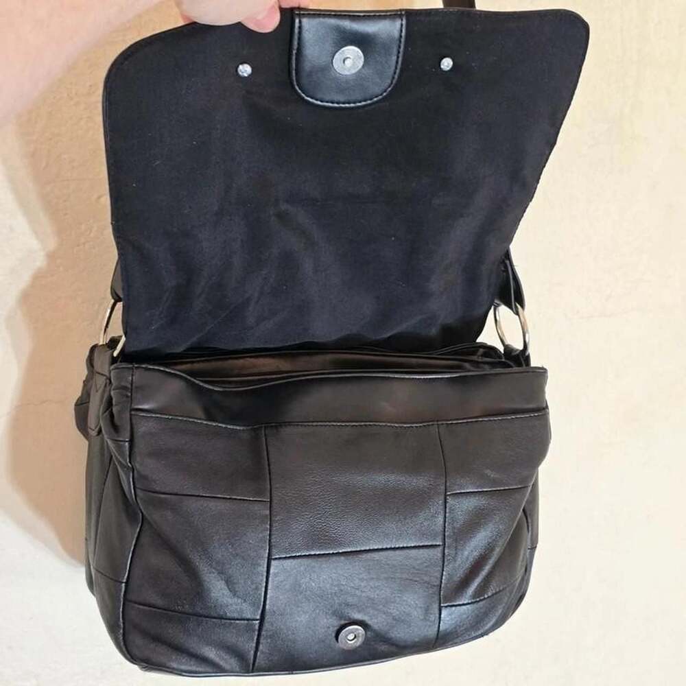 Accessories Custom Y2K Genuine Leather Patchwork Moto Shoulder Bag - Picture 5 of 8